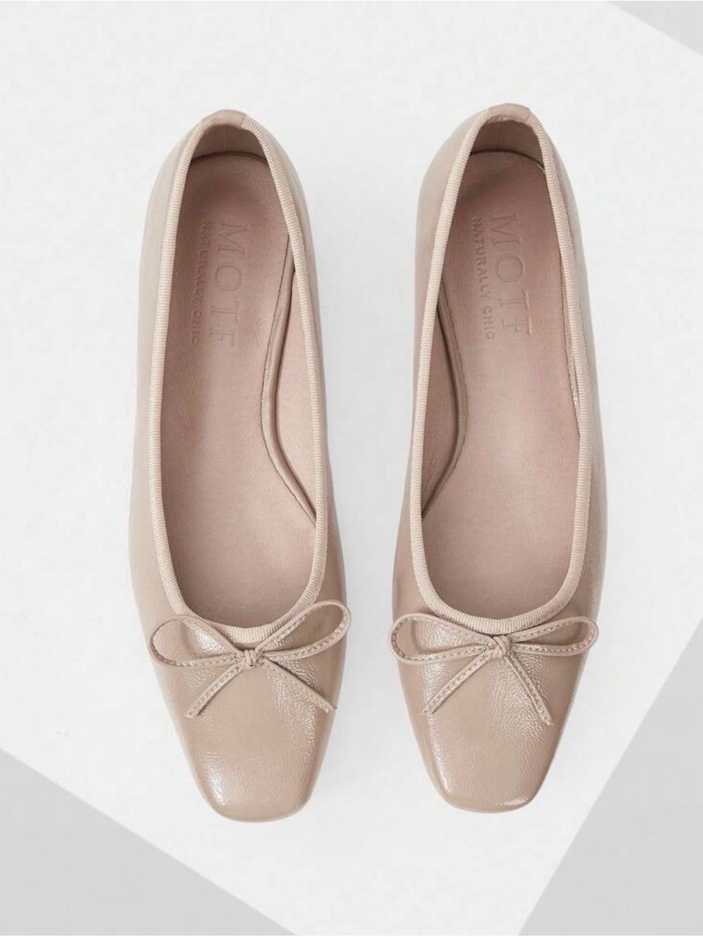 MOTF Blush Nude Square-Toe Ballet Flats with Bow